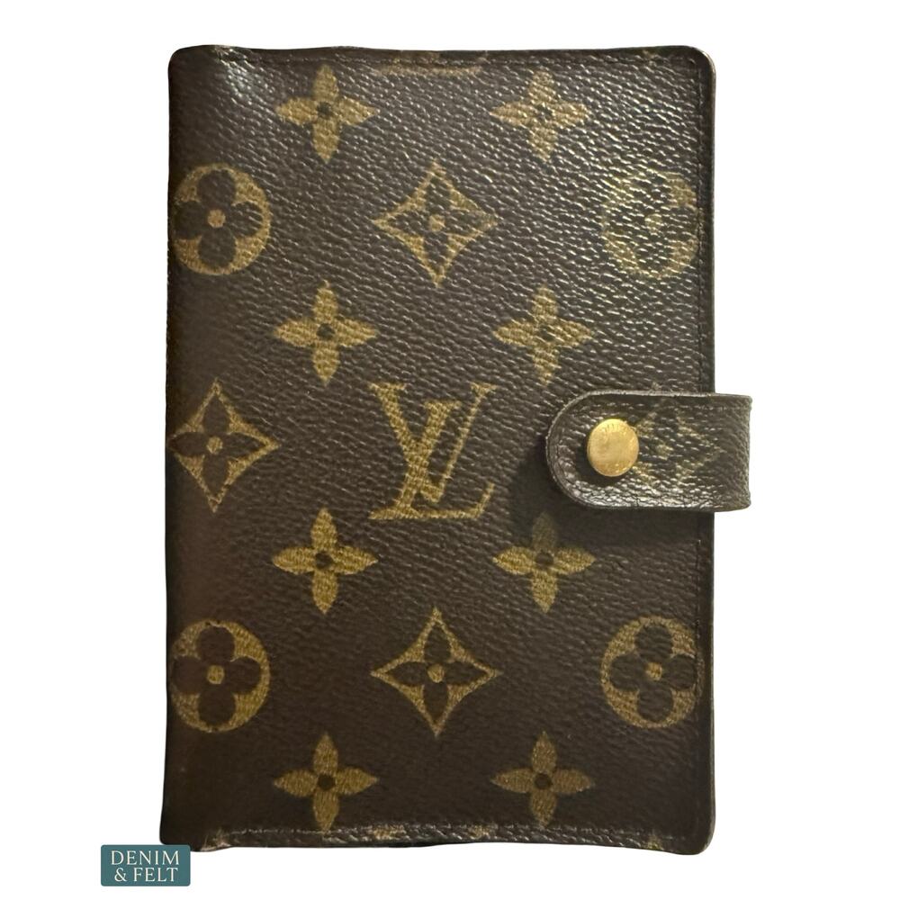 Louis Vuitton Monogram Agenda PM Planner Cover Organizer Vintage Canvas Brown LV